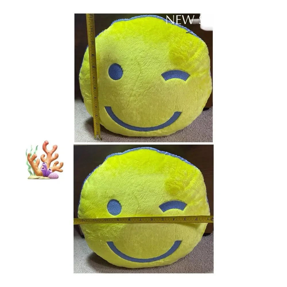 Room Essentials Yellow Winking Face Plush Toss Pillow 15